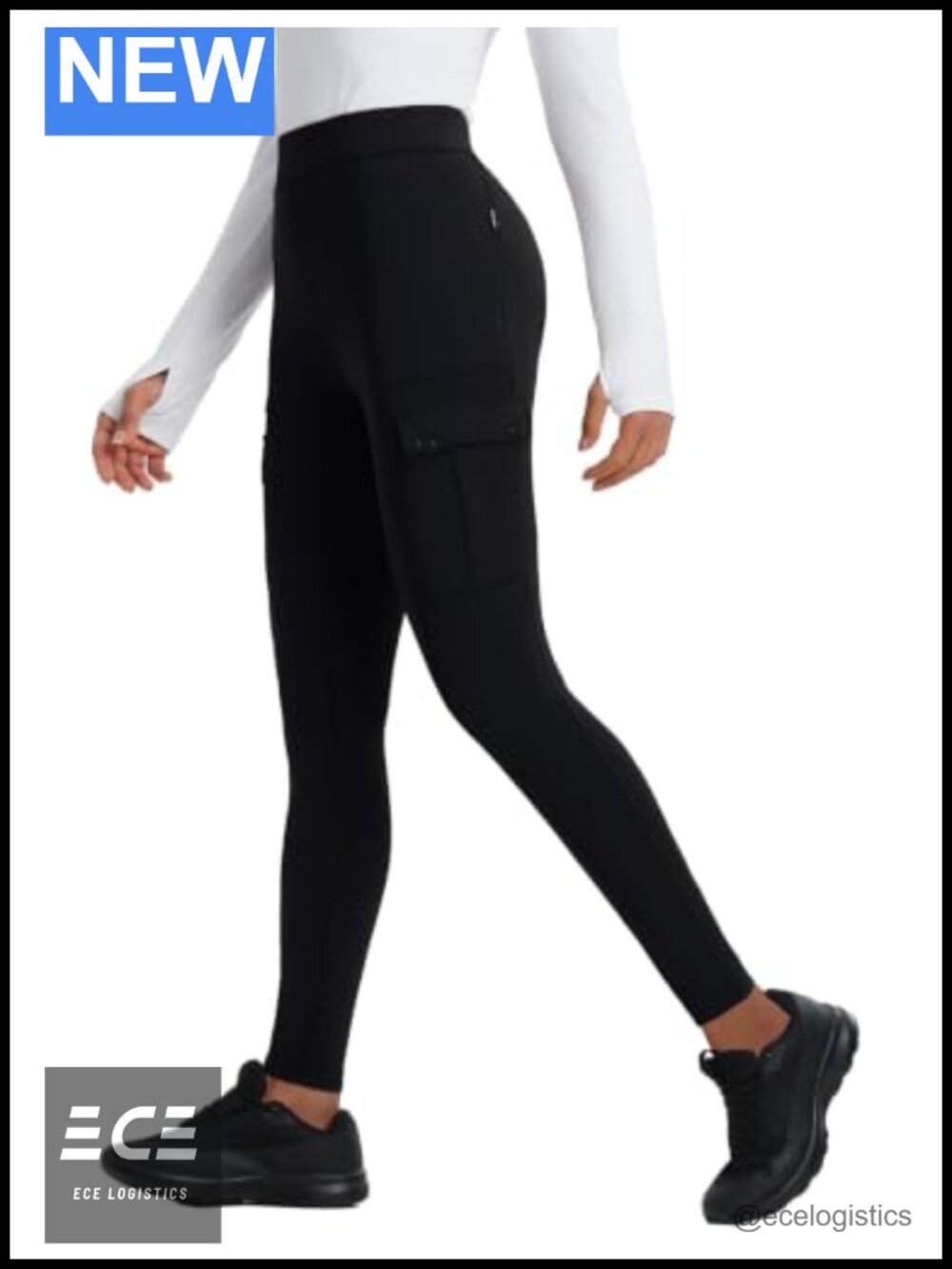 Fleece Lined Waterproof Leggings Cargo Pockets Hiking Winter Pants